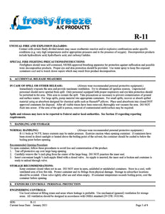 R11 Refrigerant SDS Sheet