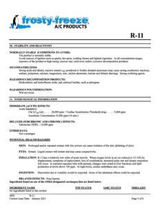 R11 Refrigerant SDS Sheet