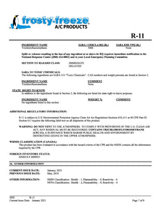 R11 Refrigerant SDS Sheet