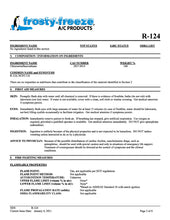 R124 Refrigerant SDS Sheet