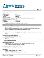 R124 Refrigerant SDS Sheet