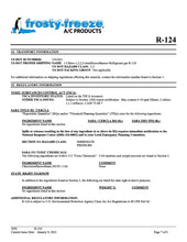 R124 Refrigerant SDS Sheet