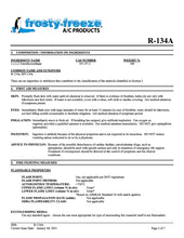 R134a Refrigerant SDS Sheet