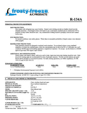 R134a Refrigerant SDS Sheet