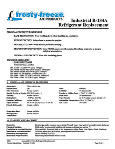 Industrial Refrigerant, R134a Replacement