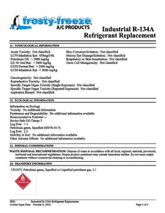 Industrial Refrigerant, R134a Replacement