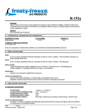 R152a Difluoroethane Refrigerant SDS Sheets