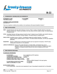 R22 Refrigerant SDS Sheet