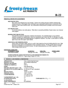 R22 Refrigerant SDS Sheet