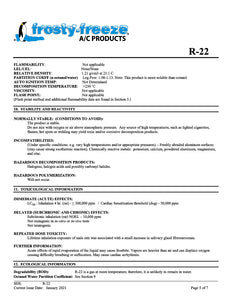 R22 Refrigerant SDS Sheet