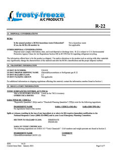 R22 Refrigerant SDS Sheet