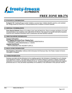 R276 *Freezone Refrigerant SDS Sheet