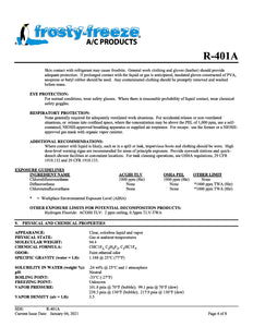R401a Refrigerant SDS Sheet