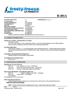 R401a Refrigerant SDS Sheet