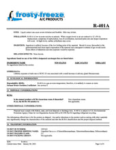 R401a Refrigerant SDS Sheet