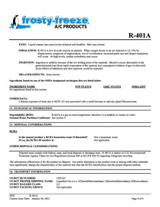 R401a Refrigerant SDS Sheet
