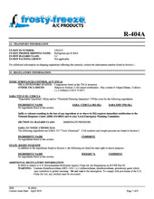 R404a Refrigerant SDS Sheet