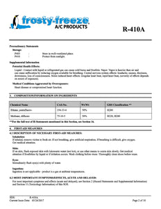 R410a Refrigerant SDS Sheet