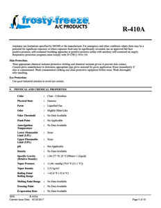 R410a Refrigerant SDS Sheet