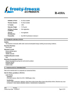 R410a Refrigerant SDS Sheet