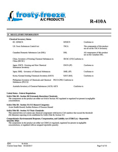 R410a Refrigerant SDS Sheet