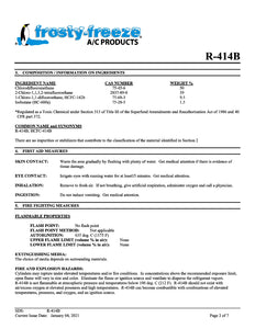 R414b Refrigerant SDS Sheet