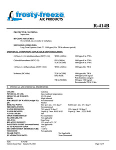 R414b Refrigerant SDS Sheet