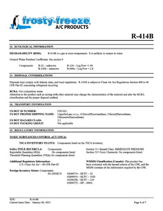 R414b Refrigerant SDS Sheet