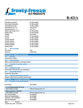 R421a Refrigerant SDS Sheets