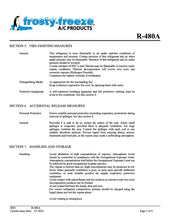 R480a Refrigerant SDS Sheets