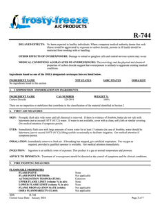 R744 Refrigerant SDS Sheet