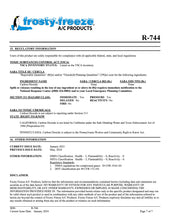 R744 Refrigerant SDS Sheet