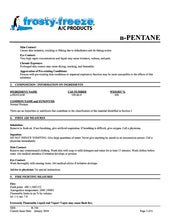 R601, n-Pentane Refrigerant SDS Sheet