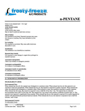 R601, n-Pentane Refrigerant SDS Sheet