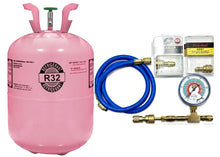 R32 Refrigerant, 10 Lbs. Recharge Kit Gauge Hose System Adapters
