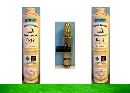 R12 Refrigerant 5 Lbs. (2) 40 oz. Cans C10 Taper with a On/Off Valve