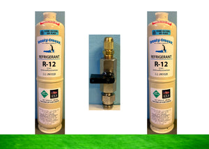 R12 Refrigerant 5 Lbs. (2) 40 oz. Cans C10 Taper with a On/Off Valve