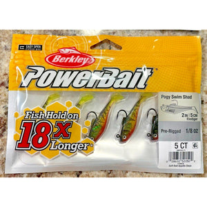 Berkley Power Bait Pogy Swim Shad 2" Pre-Rigged 1/8oz. 5 Pk SMPSS2-FT Fire Tiger