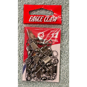 Eagle Claw Fishing Tackle Barrel Swivel w/Interlock, Qty, 12, Size 3, BBS-125