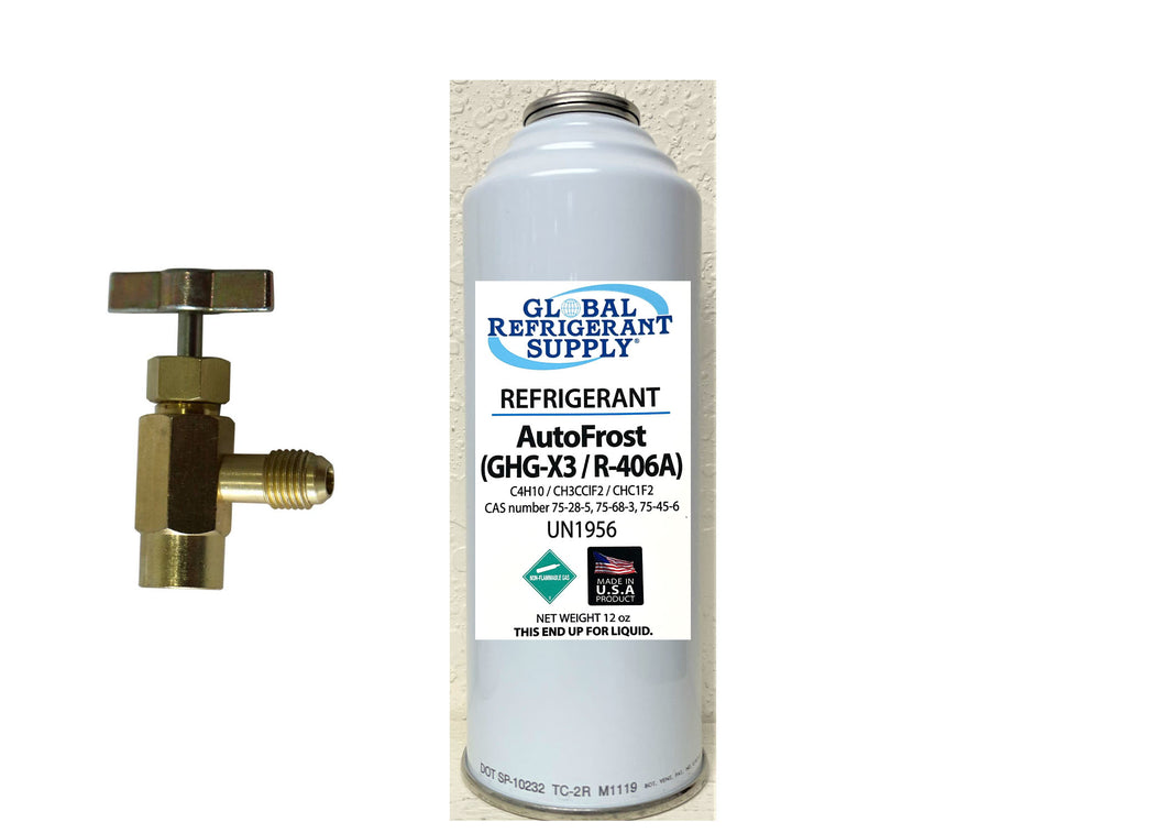 AutoFrost,R406a, GHG-X3, Refrigerant, 12 oz. Self-Sealing Can & Taper K28