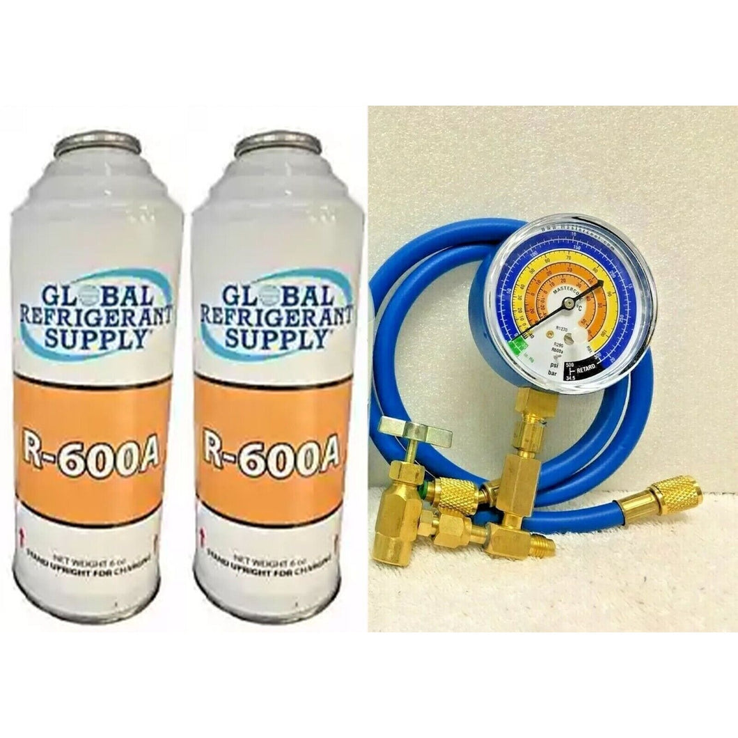 R600a Refrigerant, Wine Soda 12 oz Recharge Kit, Check & Charge-It Gauge Hose