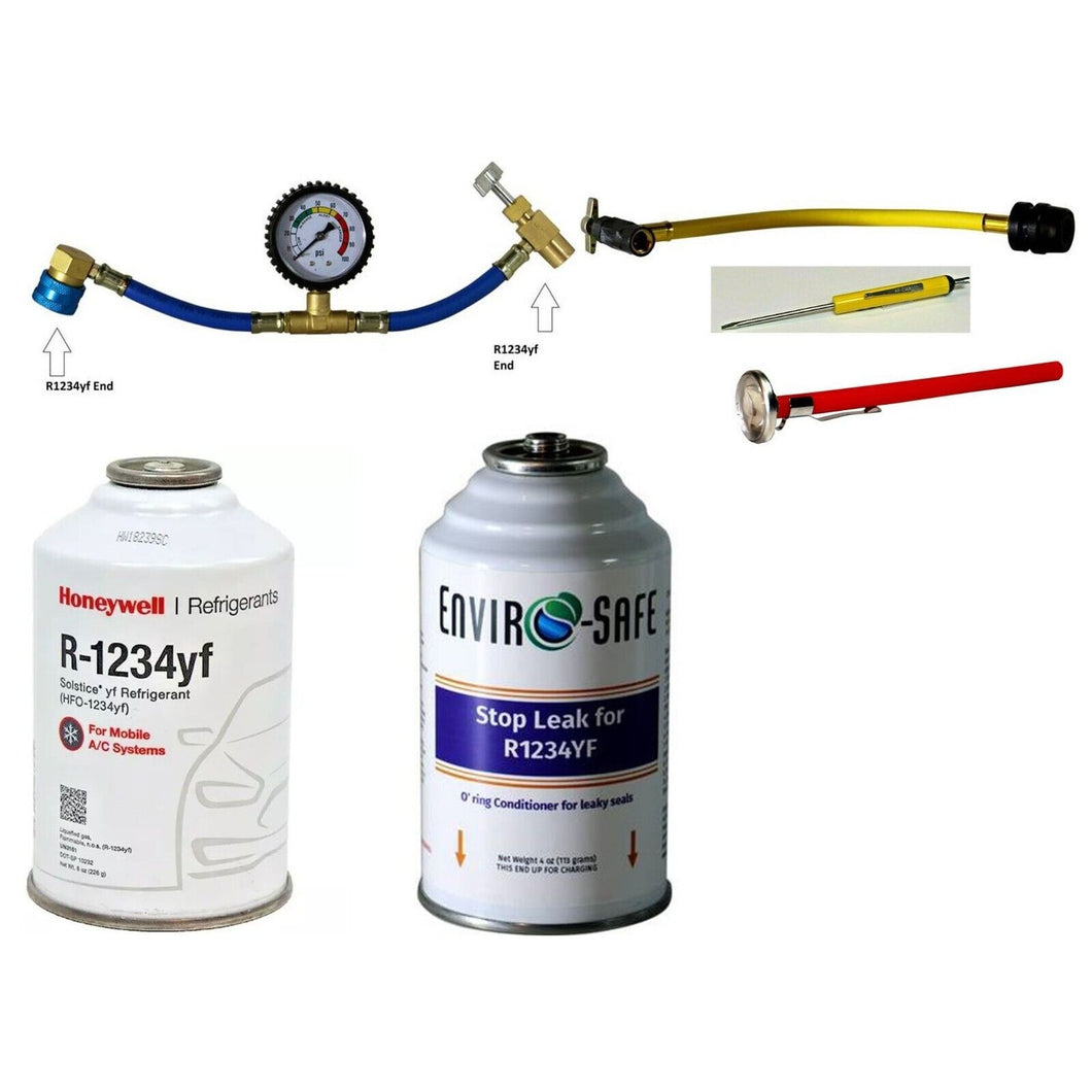 Refrigerant HFO-1234yf, Auto A/C, 8 oz Self Sealing Unique Fitting KIT# YFStopLk