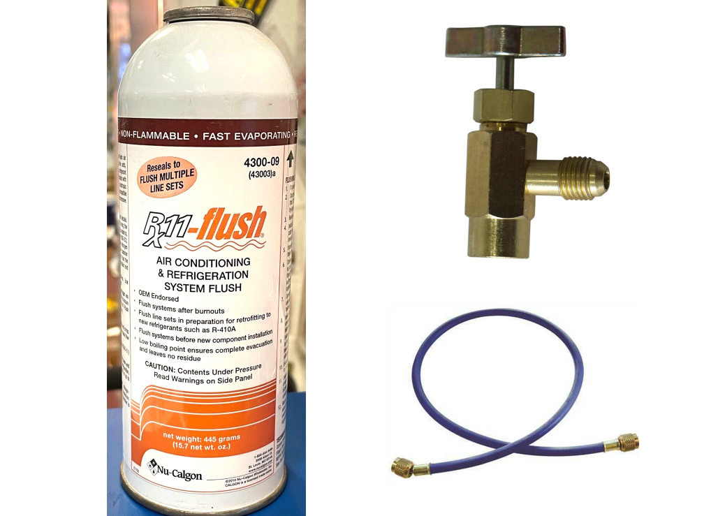 R11, 15.7 oz. Can, Refrigerant For Line Flushing For A/C & Refrigeration Systems & Taper-Hose