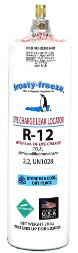 R12, Refrigerant, (FREON 12), 28 oz. with DYTEL UV Leak Detector Dye