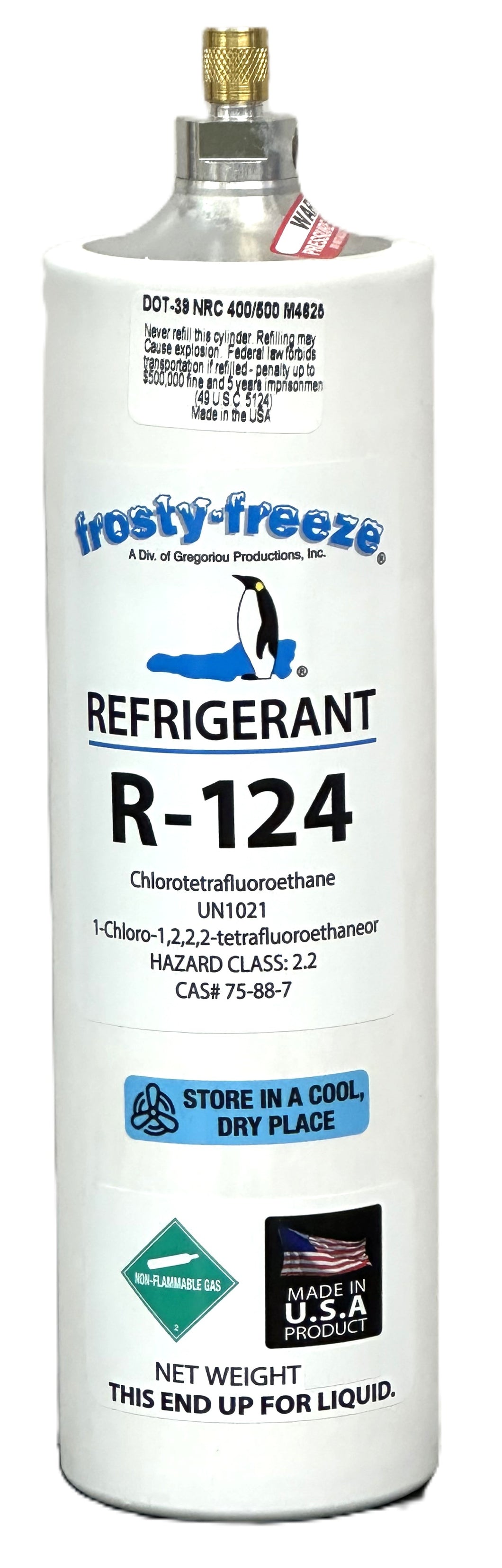 R124, 10 oz. Refrigerant, In-Stock, Fast Same Day UPS Shipping