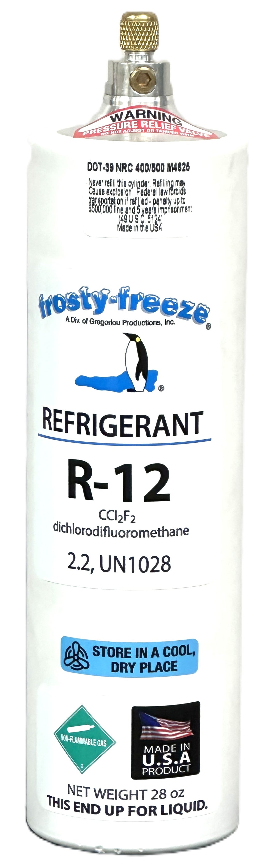 R12, Refrigerant, (FREON 12), 26 oz. Dichlorodifluoromethane, In Stock! Fast Same Day Shipping