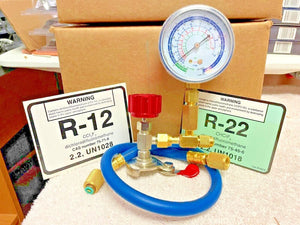 R12, R-12, Freon 12 Refrigerant, 1 Large 14 oz. Can & Can Taper-Gauge