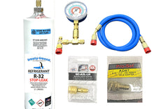R32, Refrigerant, 8 oz. "STOP-LEAK" Recharge Kit, Gauge, Hose & Adapters