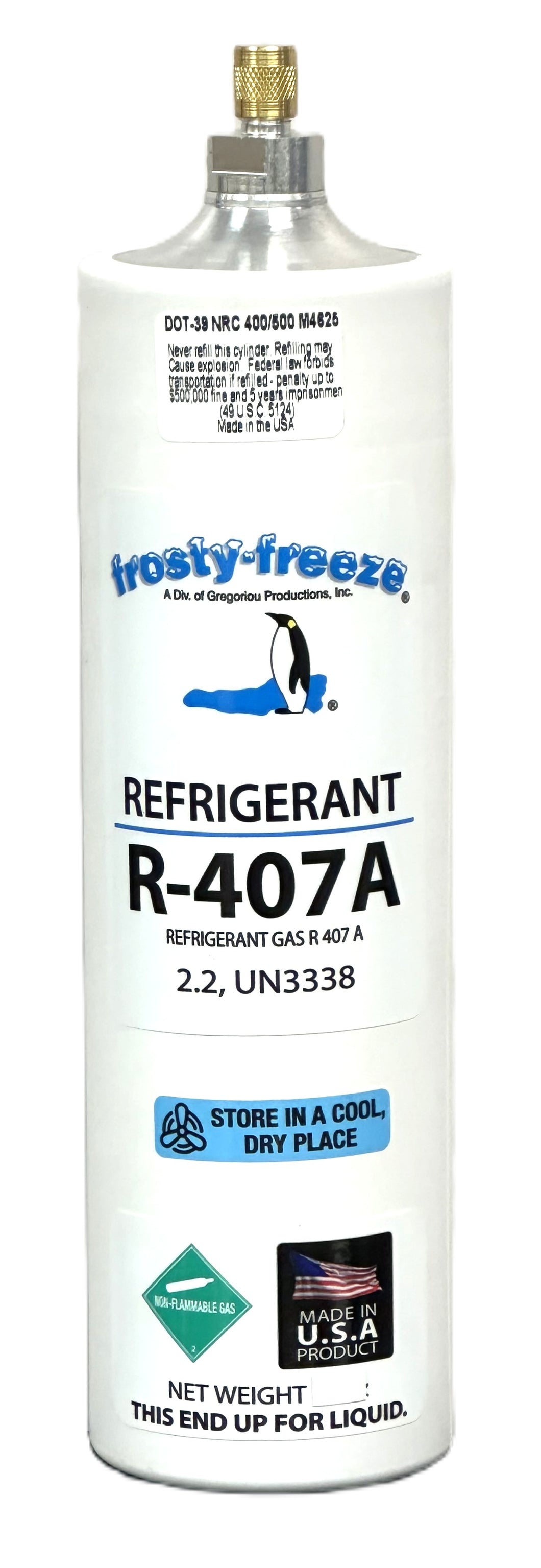 R407A, 14 oz., Refrigerant, R22 Replacement, Low Medium Temp Refrigeration, Fast Shipping