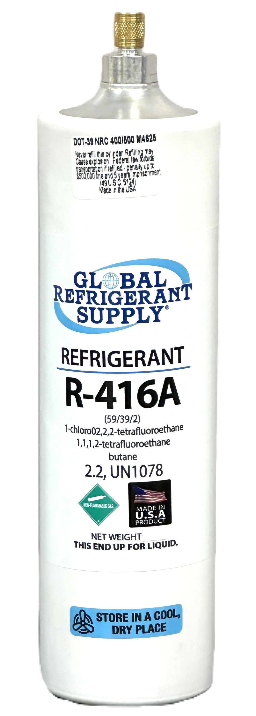 R416a, FRIGC, FR12, 14 oz. Can Refrigerant, HCFC-124, The only USA Military Approved R12 Alternate